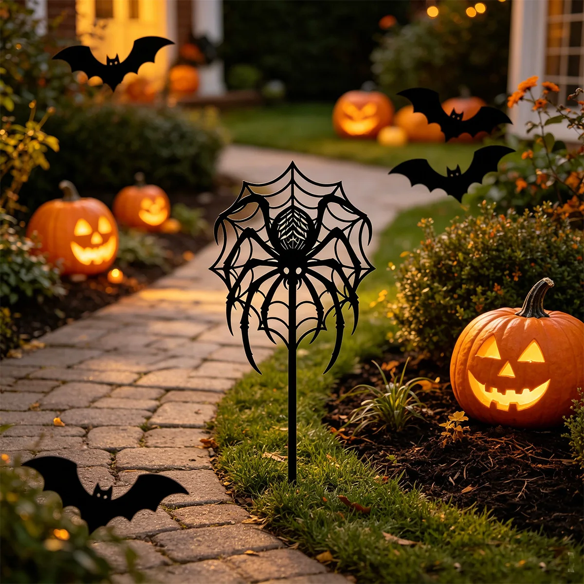 1Pc Iron Art Garden Decoration Stake, Halloween Yard Decoration, Spider Garden Stake, Metal Yard Art, Gothic Spider Decoration, Suitable for Outdoor Lawns, Horror Garden Decoration Stake for Courtyards/Garden Ponds.