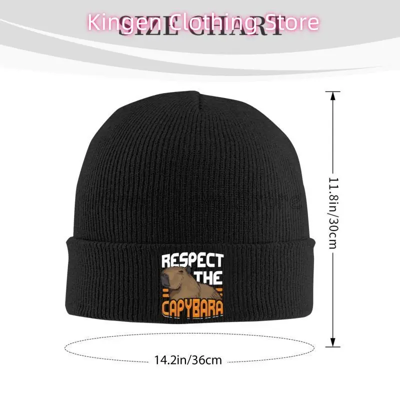 Respect The Capybara Bonnet Caps Funny Rodent Capibara Cozy Beanie Hats Outdoor Knitted Cap Winter Warm Skullies Beanies Cap