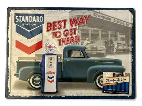Standard Station Gasoline Novelty Hem Wrapped Embossed Sign ;