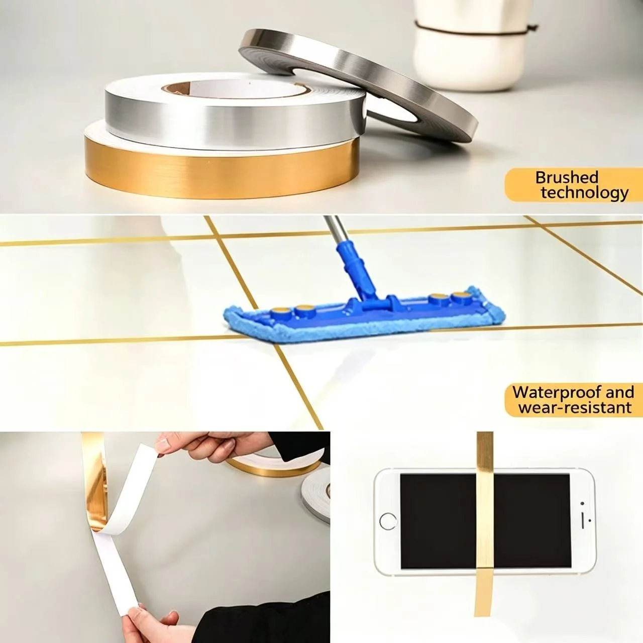 20M Ceramic Tile Beauty Seam Sticker Self-Adhesive Floor Waterproof Sealing Strip Gold Silver Ceramic Tile Tape Home Decoration