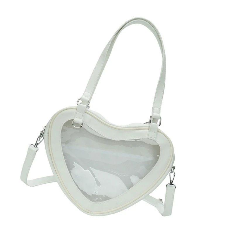 School Girl Heart Shoulder Handbag Japanese Large Capacity Clear Window Crossbody Bag Itabag for Anime Pin Display