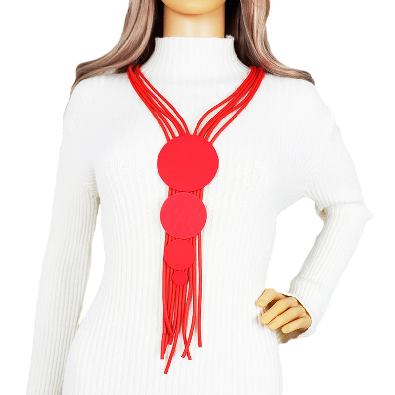 Ukebay New Gothic Red Rubber Jewelry Necklace Tassel Design Women's Jewellery Party Birthday Gift Ethnic Style Jewelry Necklaces image 5