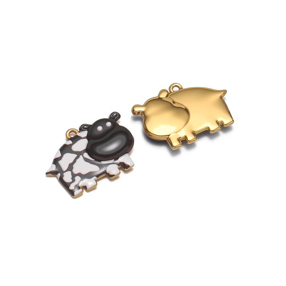 4pcs Stainless Steel Enamel Hippo Charms Cute Necklace Pendants for Children Earrings Bracelet Supplies DIY Jewelry Accessories