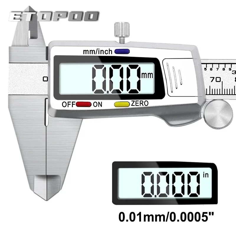 Pinça de 0150 mm Display Digital Eletrônico Vernier Caliper 0.01 mm com Ferramentas de Medição de Haste de Medição de Profundidade Aço Inoxidável