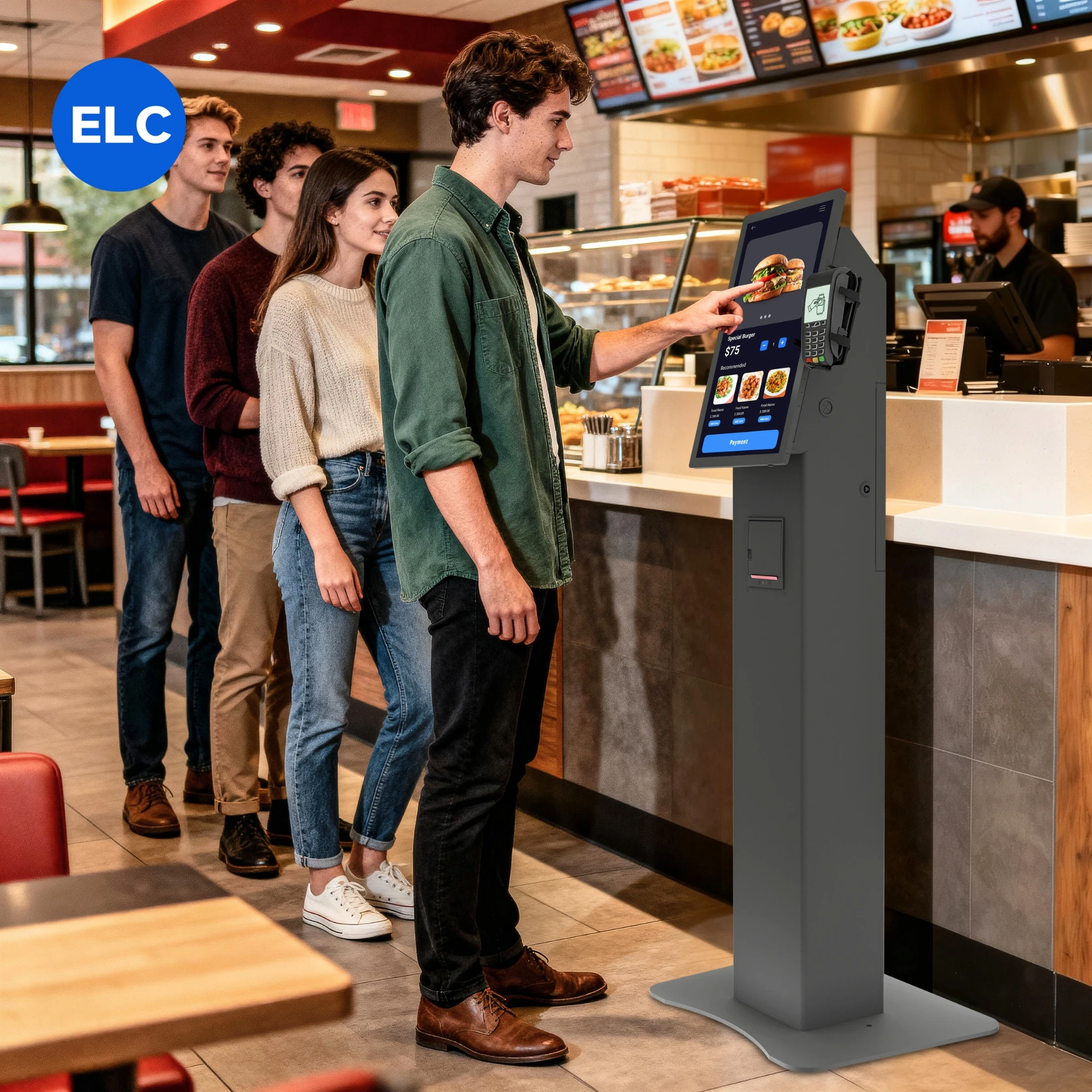 

Free-Standing 21.5" Self-Ordering Service Kiosk Touchscreen Fast Food Ordering Vending Machine Self-Pickup Kiosk For Restaurant