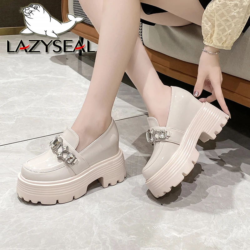 LazySeal Wedge Heel Women Casual Shoes Luxury Crystal Design Platform Casual Shoes Woman Chunky Spring Autumn Fashion Footwear