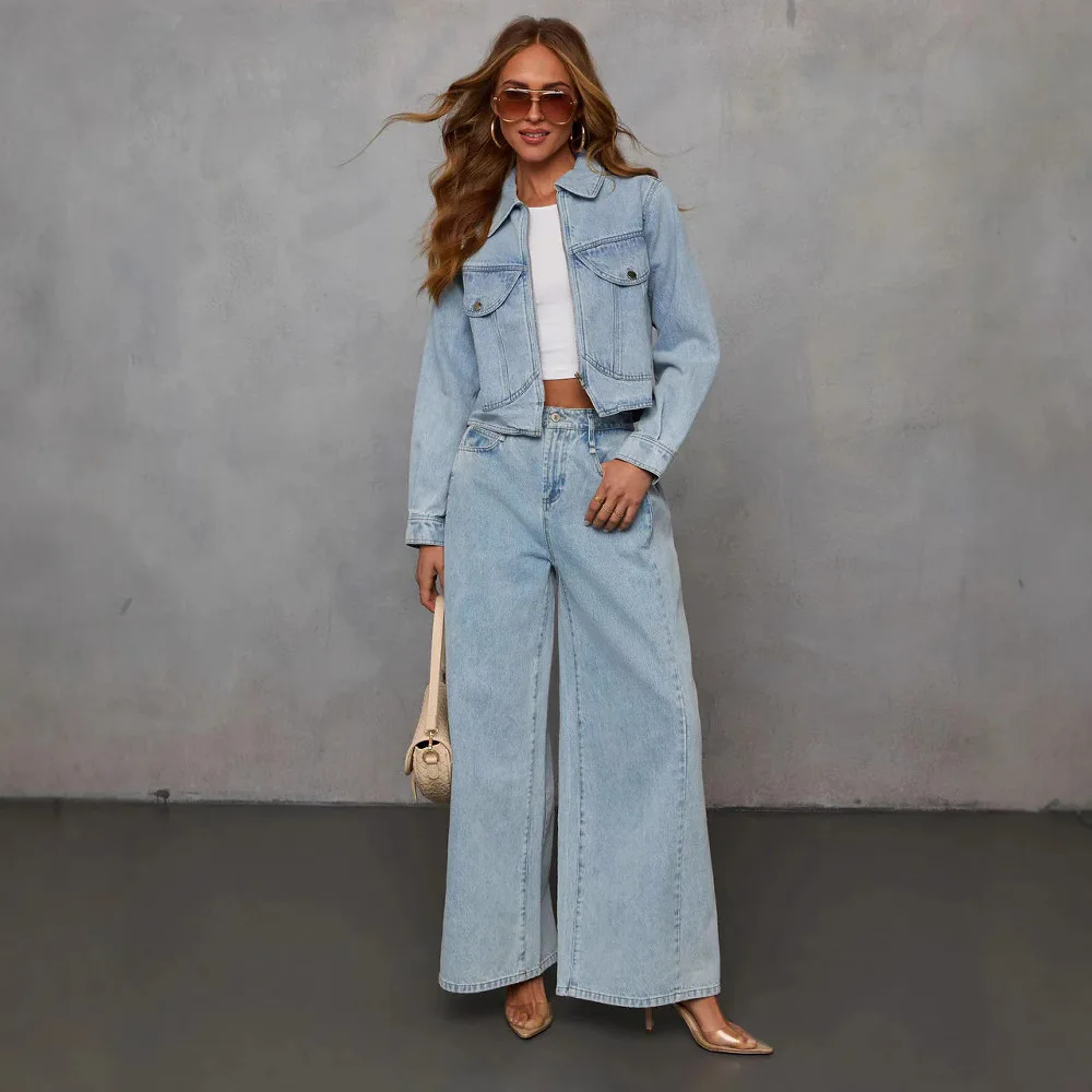 

Women Spring Autumn Trouser Suit Pants Suit Solid Color High Waist Wide Leg Pants Button Casual Fashion Comfortable Regular Fit