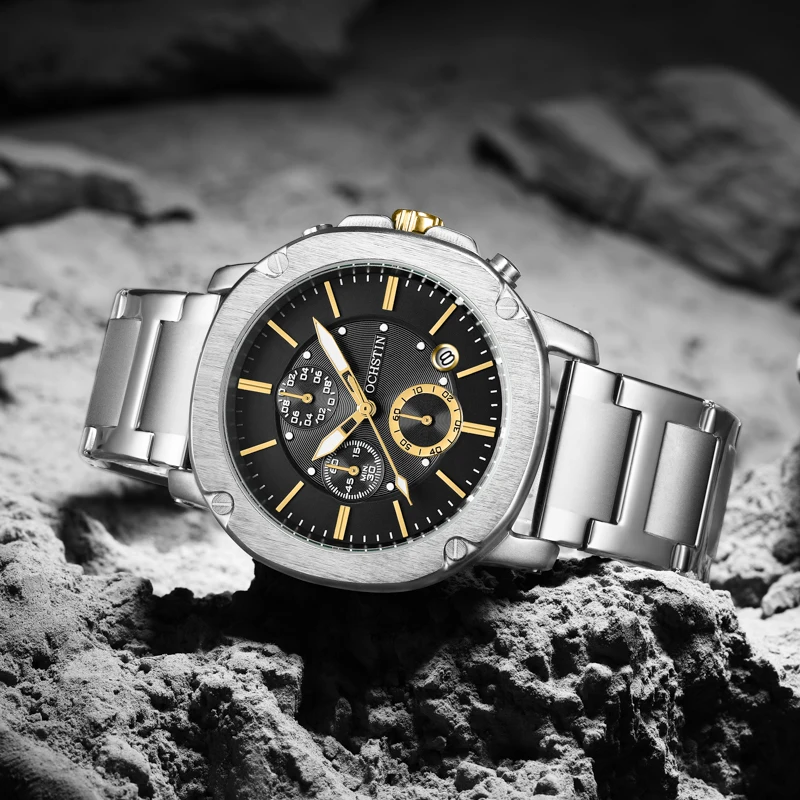 

OCHSTIN Men Watch Chronograph Date Analog Quartz Luminous Fashion Sports Male Business Dress Wristwatch Stainless Steel Bracelet