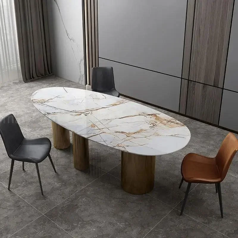 Light Luxury Dining Table And Chair High-End Household Rock Plate Tabletop Large Apartment Designer Kitchen Table Set Furniture