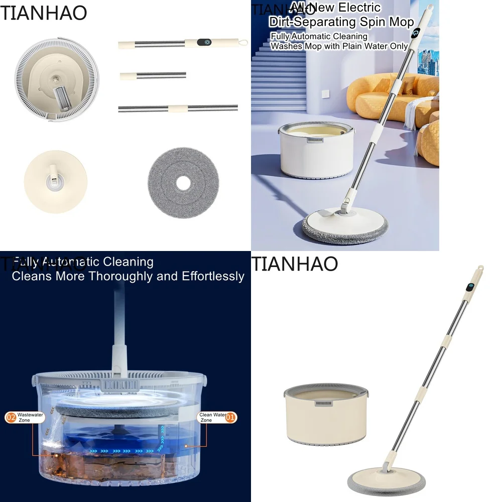 Hands-Free Dirty Water Separation Dehydration Mop for Home Use Rechargeable Rotating Electric Floor Cleaner for Hardwood Tile