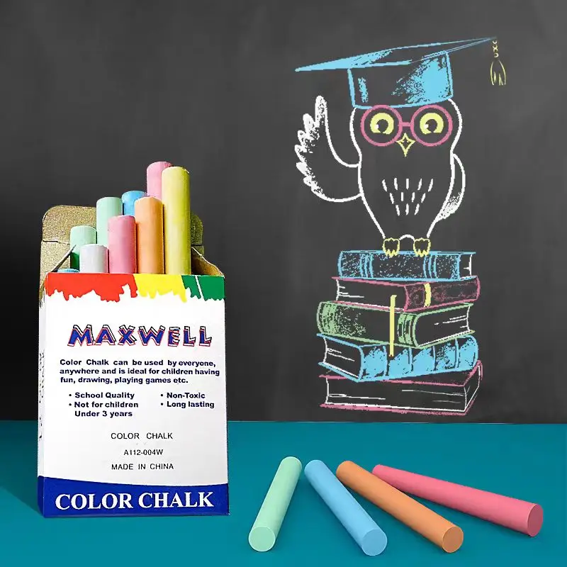 

12Pcs Sidewalk Set Street Chalks 6 Bright Cheerful Colors Nontoxic Washable Hex Dust-free Chalks For Chalkboards Playground