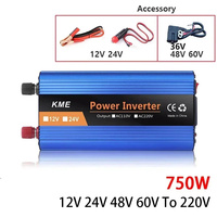 750W 12V 24V 36V 48V 60V To 220V Single Digital Display Intelligent Power Vehicle Inverter Power Converter Modified Sine Wave
