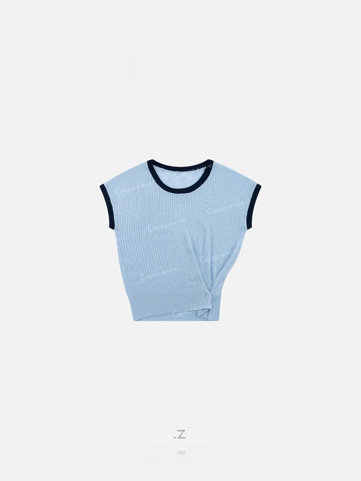 

Slimming Knitted Short Sleeve T-Shirt round Neck Twist Pattern Casual Style Women's Summer Top COCOZONE New Arrival