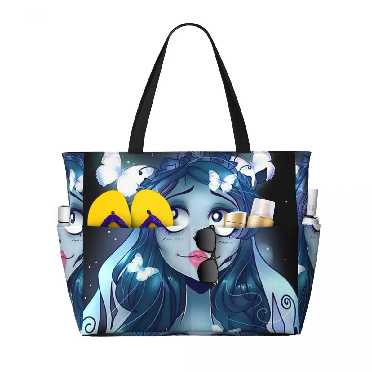 

Halloween Film Corpse Bride Ghost Tim Burton Beach Tote Bag Sport Gym Yoga Duffle Large Tote Bag Women Travel Bag Fitness bag