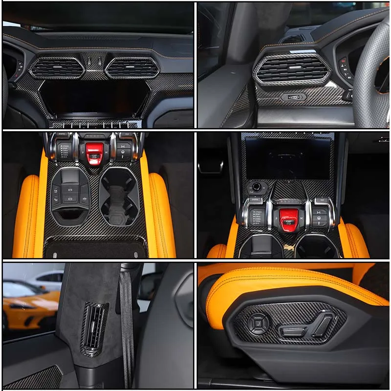 

For Lamborghini URUS 2018-2021 Real Carbon Fiber Center Console Side Air Outlet Frame Gear Panel Cover Retrofit kit Accessories