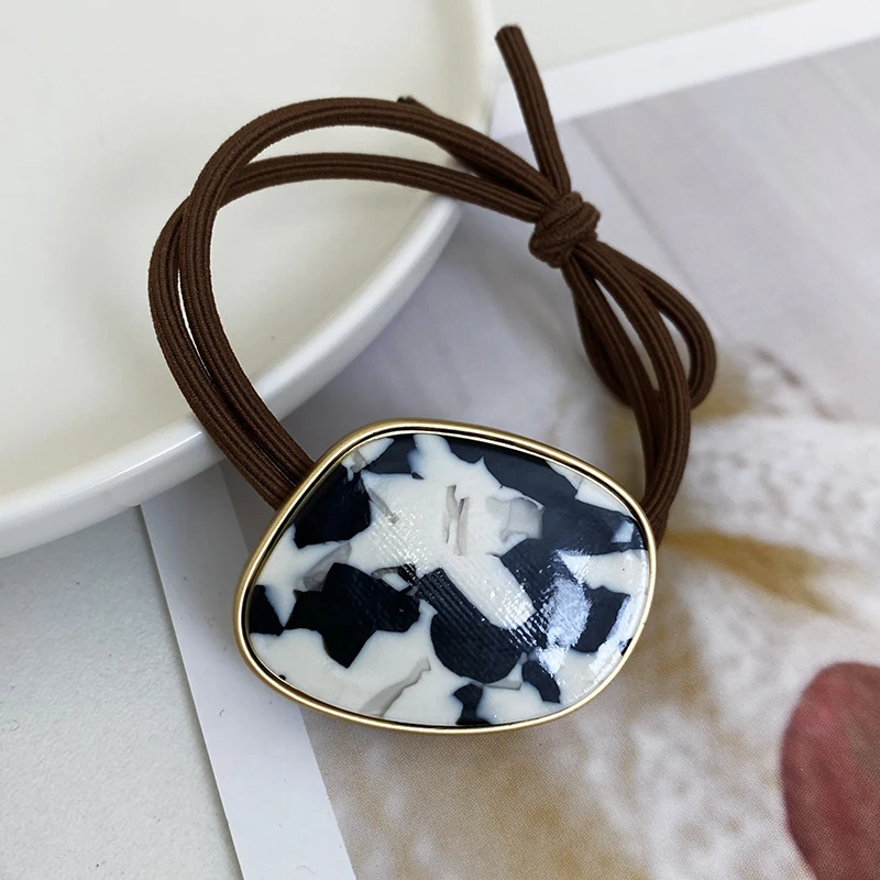 New Rubber band Acetic Acid Marbles Pattern Head Ropes Hair Ring Women's Fashion Style Marble Ball Head Tie Headwear Accessories image 3