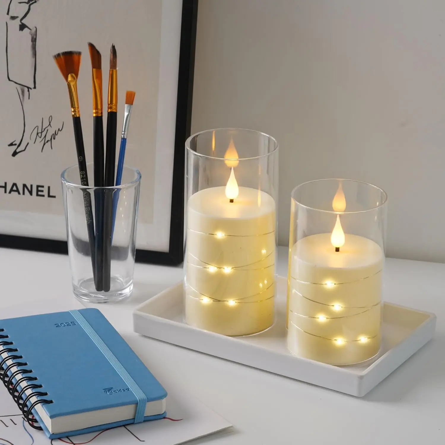3Pcs Flickering Flameless Candles Battery Operated Candles LED Candles with Remote Timer for Home/Wedding/Birthday/Holiday Decor