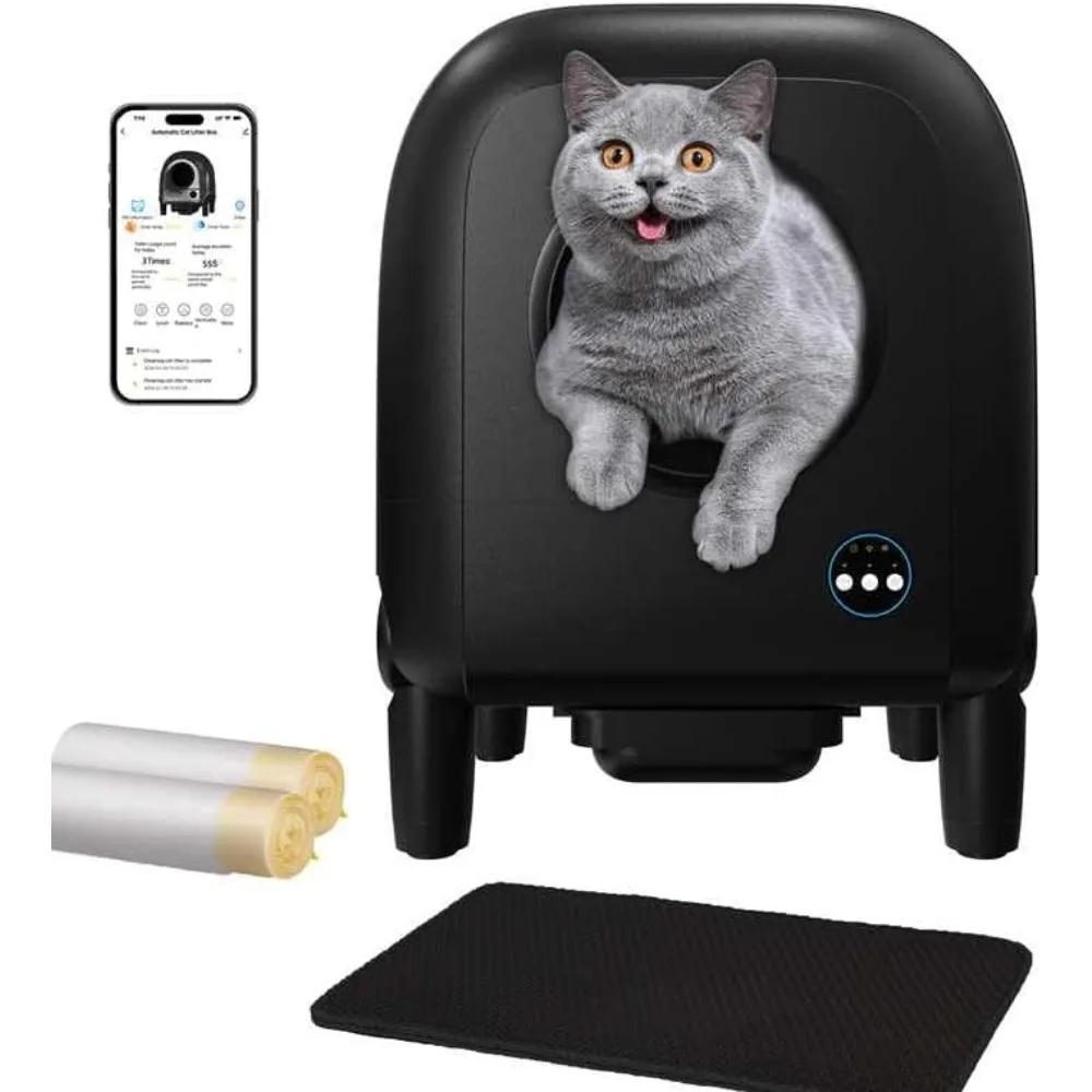 

Automatic Cat Litter Box Self Cleaning with Odor-APP Control Anti-Cleaning Cat Litter Box