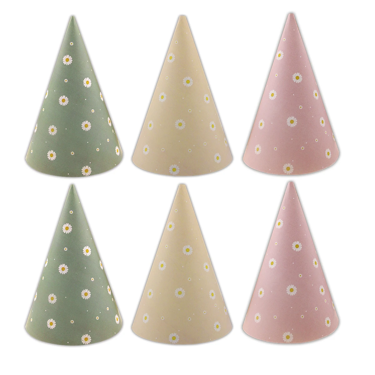6pcs Pink Daisy Flower Paper Hats Multi Party Hat For Baby Shower Kids Daisy Birthday Wedding Party Decorations DIY Gifts Supply