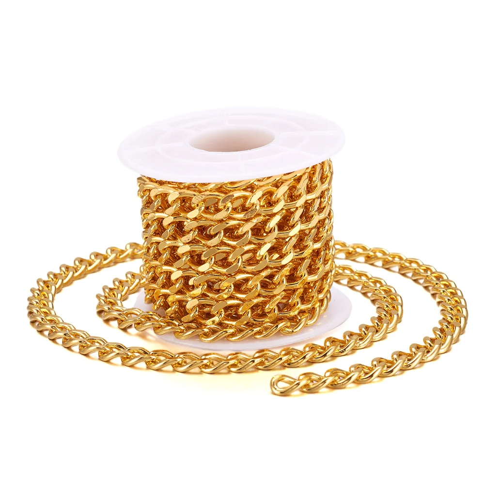 

1Roll Brass Faceted Curb Chains Diamond Cut Chains Link Chain For DIY Bracelet Necklace Anklet Jewelry Making Supplies