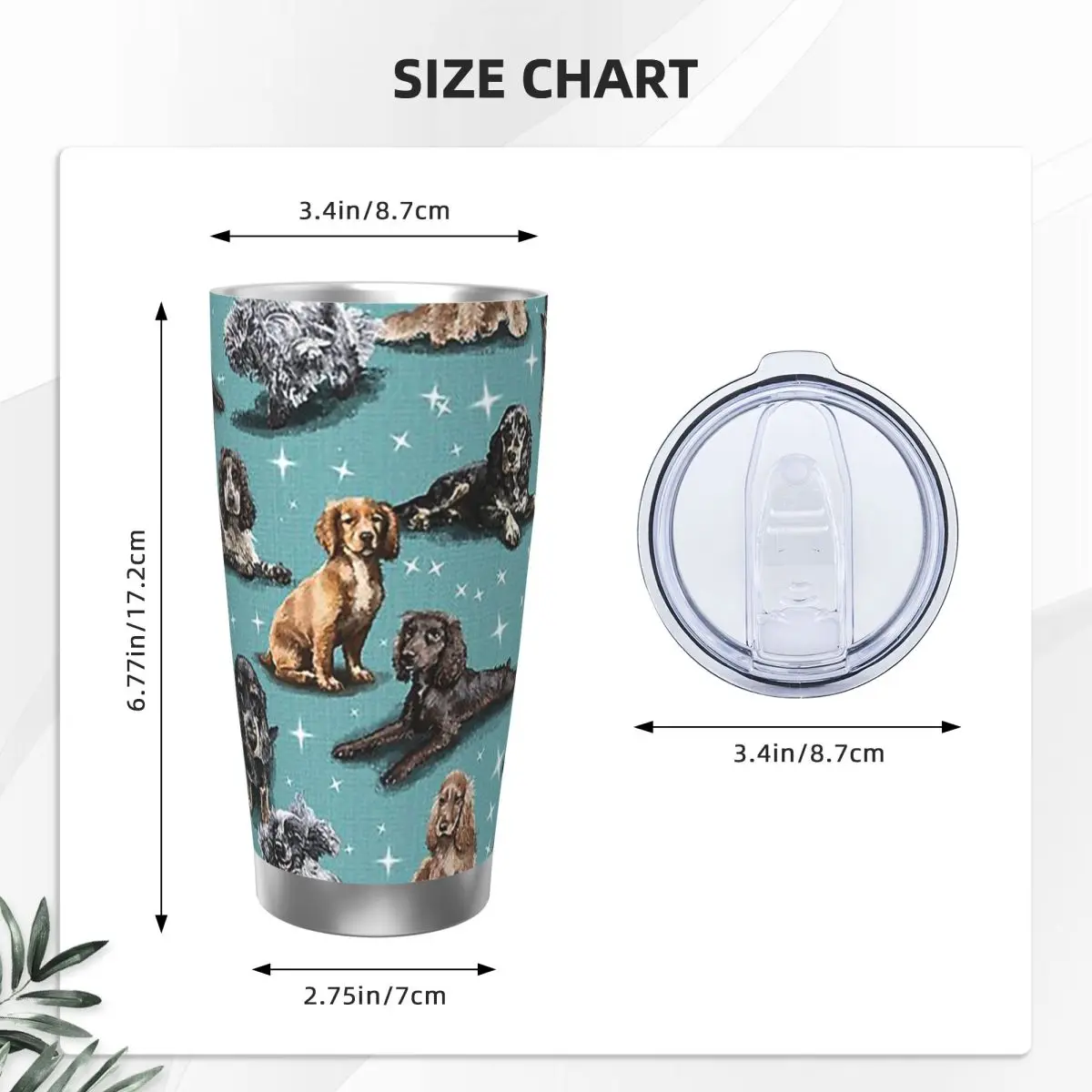 The Cocker Spaniel Stainless Steel Tumbler Vacuum Insulated Mug Thermal Cold Cups Straw With Lid 20oz