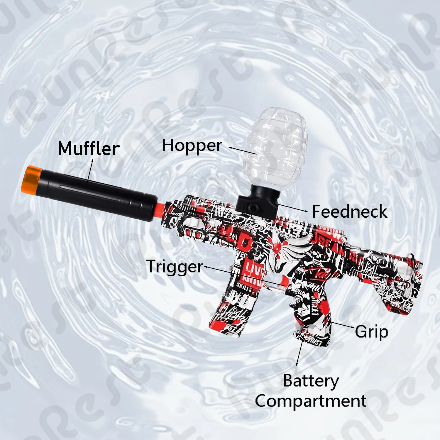 Elektrischer Ball-Blaster, Balls High Orbeez Gun Performance Ball Blaster Gun Coole Spielzeugpistole, wiederaufladbares Splatter-Ballspielzeug für Outd