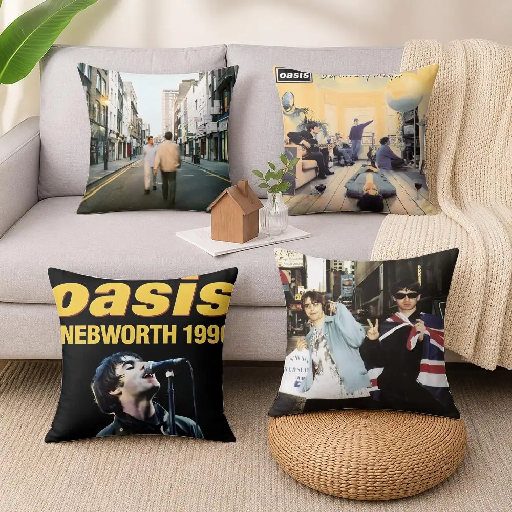 Rock Band O-Oasis Cushion Cover Wrinkle-Resistant Short Plush Cushion Covers Breathable Machine-Washable
