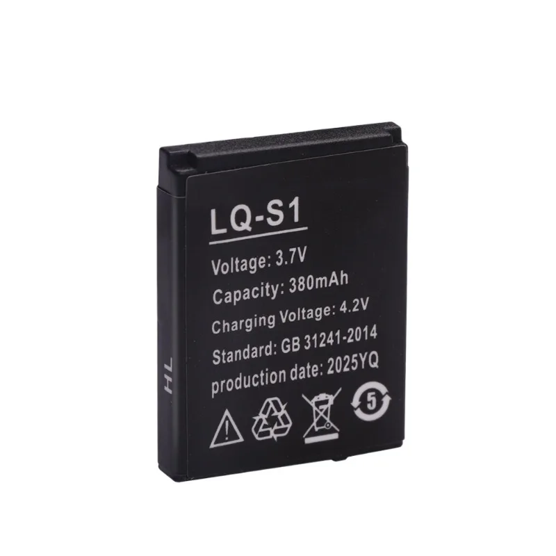 LQ-S1 بطارية ساعة ذكية متينة SmartWatch بطاريّة ليثيوم قابلة لإعادة الشحن 3.7 فولت 380 مللي أمبير لـ DZ09 W8 A1 QW09 KSW-S6 RYX-NX9