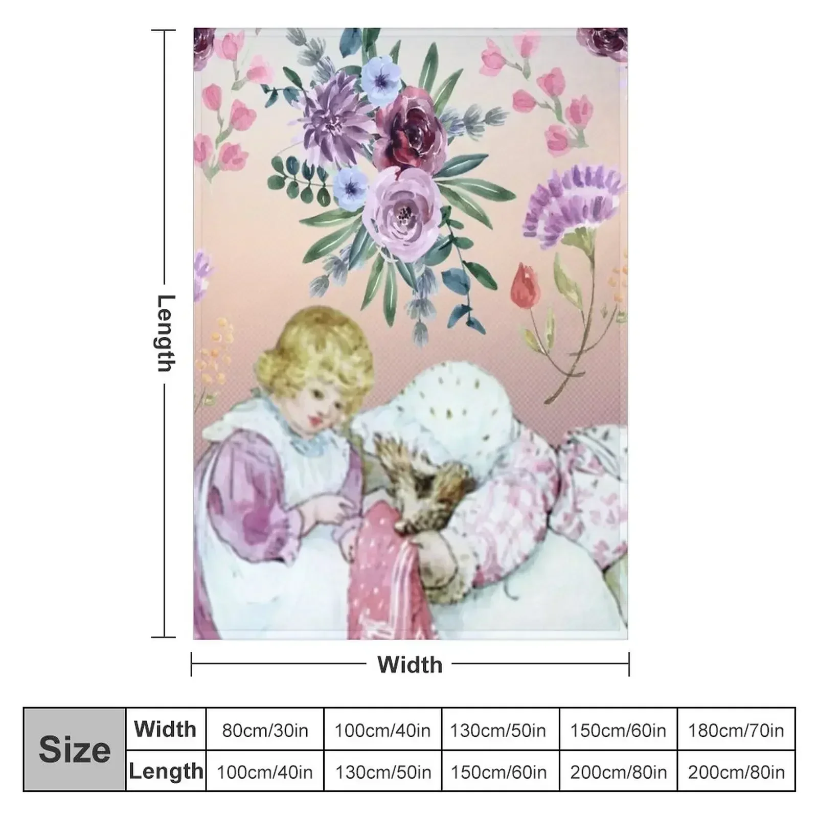 Mrs. Tiggy Wink and watercolor flowers Throw Blanket Blankets For Sofas For Decorative Sofa Blankets