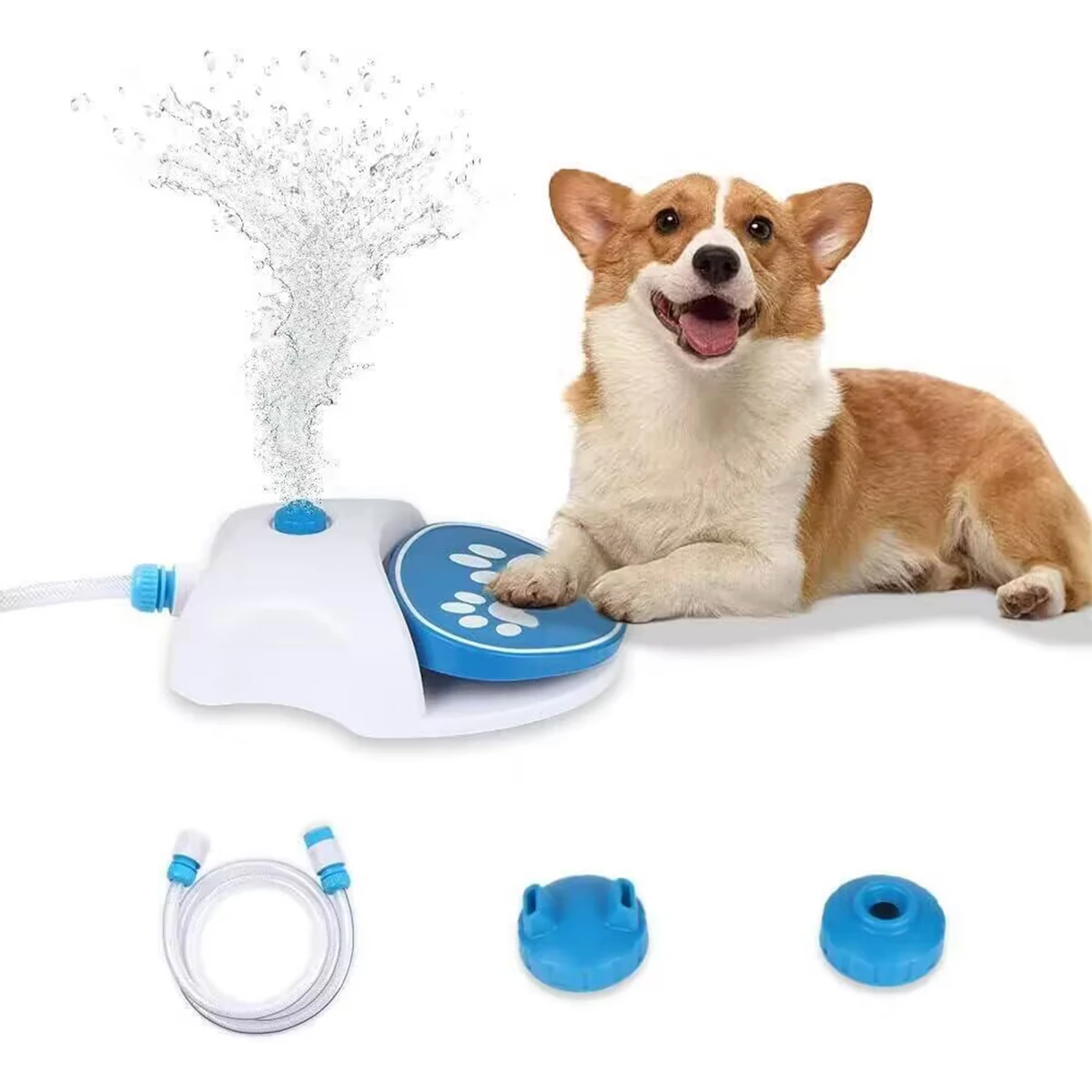 

Press-type Automatic Dog Water Fountain Outdoor Pet Water Dispenser for Courtyard with Hose Garden Step-on Activated Sprinkler