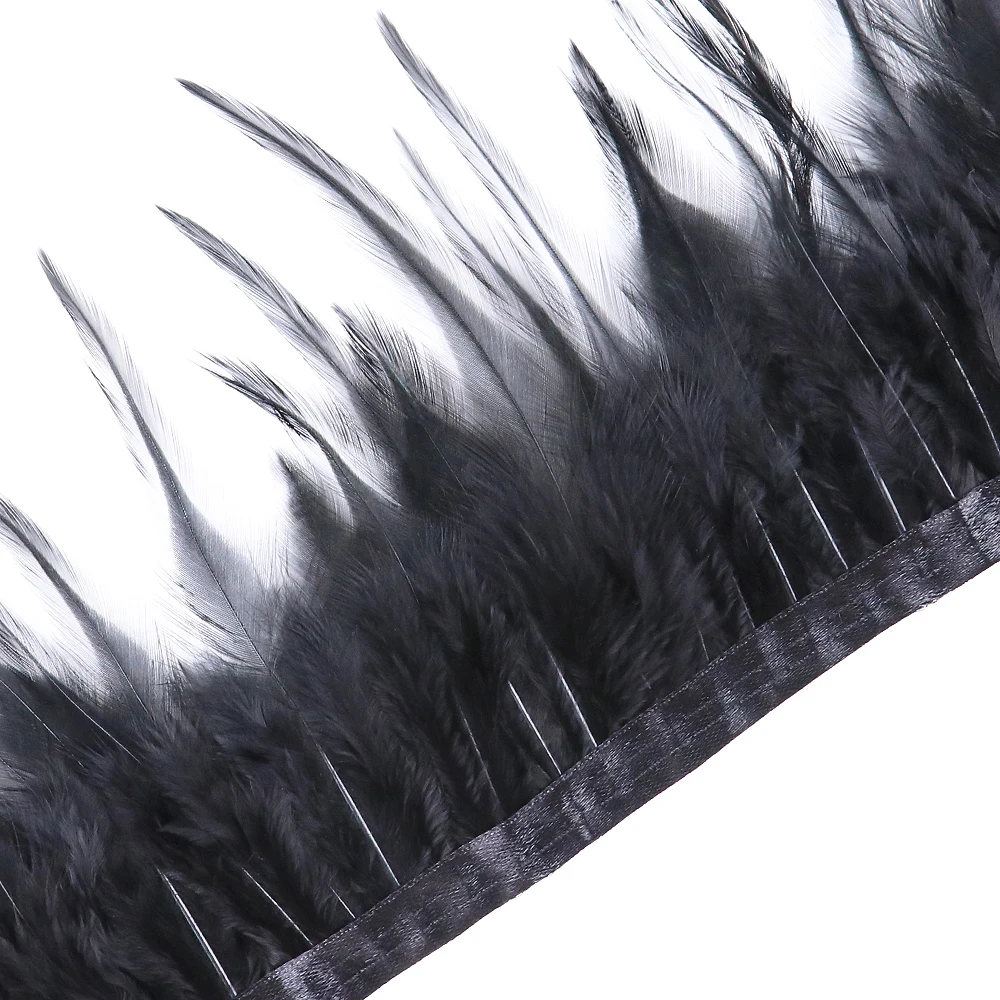 10 Meter Natural Saddle Rooster Hackle Feather Trim 10-15cm Cock Fringe for Dress Decorations Pheasant Plume Selvage Crafts