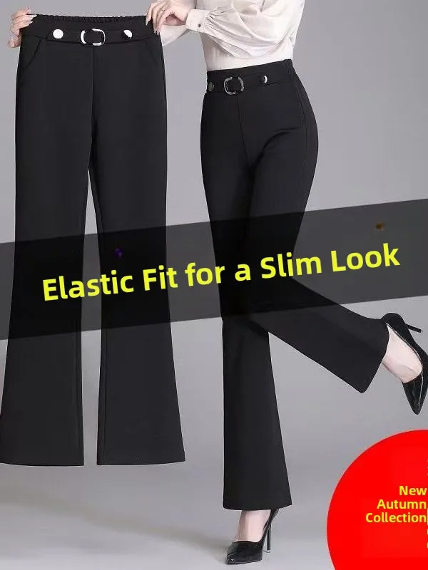 

Черные широкие брюки с высокой талией, свободного кроя, повседневные, осенне-зимние, больших размеров, женские модные брюки-клеш, стройнящие, струящиеся