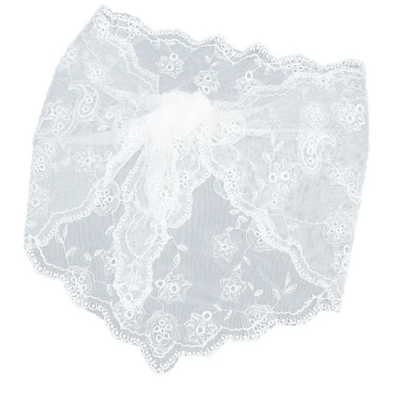 39BC Women Floral Lace Apron Skirt Corset Waist Belt Triangular Irregular Wrap Skirt Hip Covering Sarong Scarf Fart Curtain
