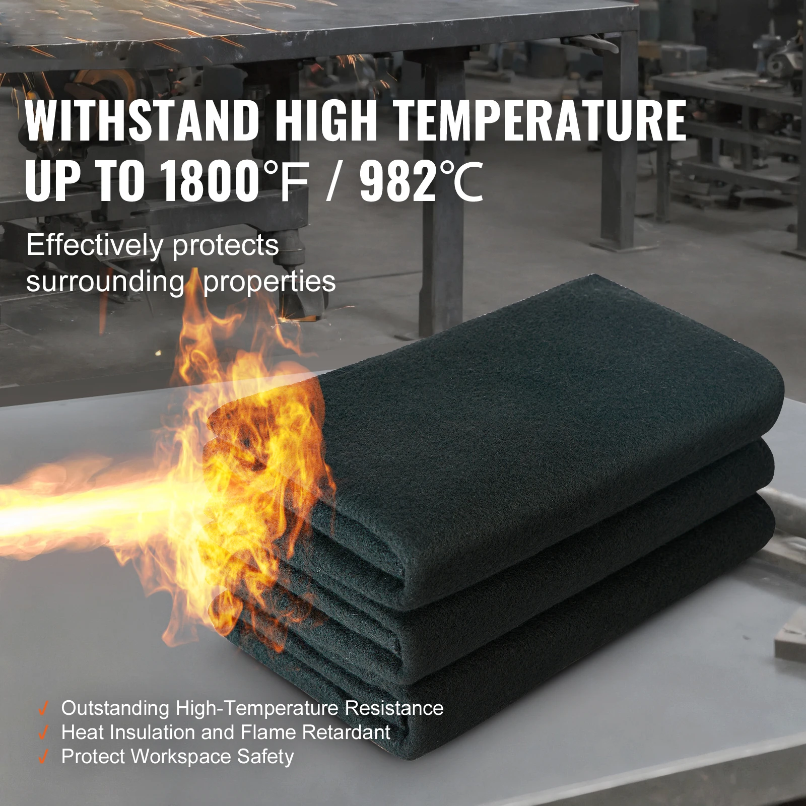 SucceBuy Carbon Felt Welding Blanket 4 Pack Heat Resistant Welding Blanket Set Cuttable Carbon Fiber Fire Retardant Welding Pad