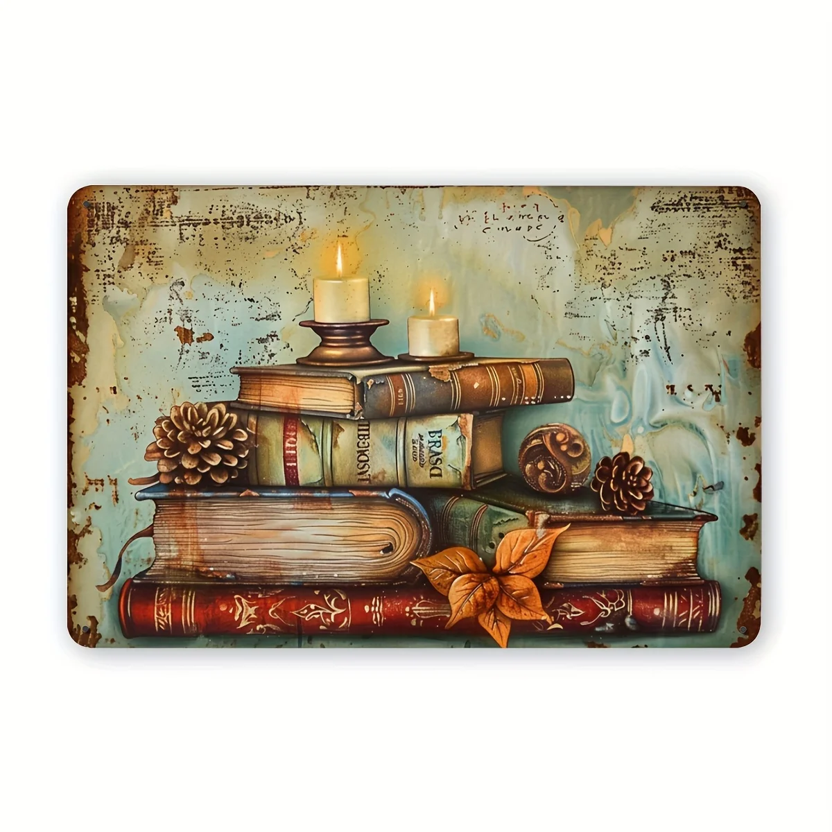 Book Retro Metal Tin Sign, Indoor and Outdoor Decoration Hanging Tin Painting, Wall Room Residence Bedroom Restaurant Bar Cafe S