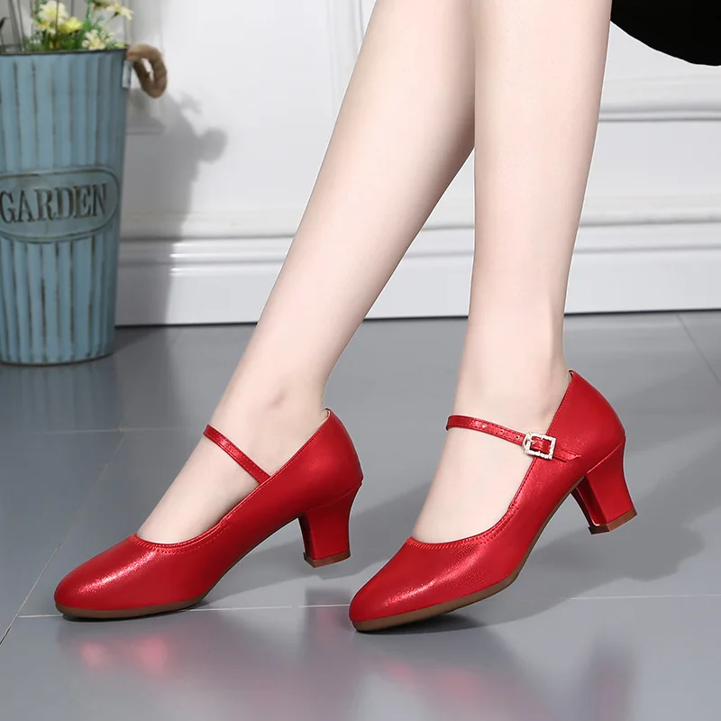 2023 Spring and Summer New Fashion Women\'s Square Dance Shoes Social Dance Shoes Square Heel High Heels Latin Dance Shoes