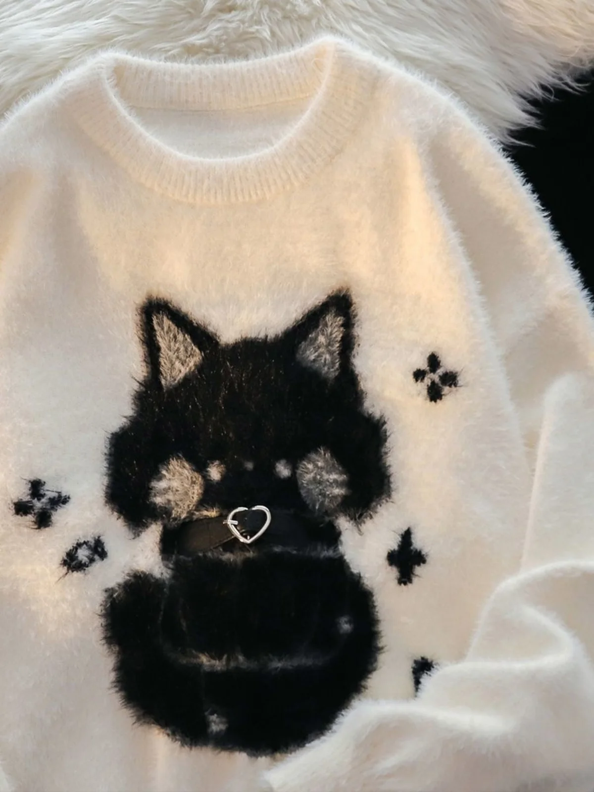 

Thiened Fur Sweater Women's Autumn Winter High School Student Large Children's 5 Years Old 3 Fce Lined Warm Base irt