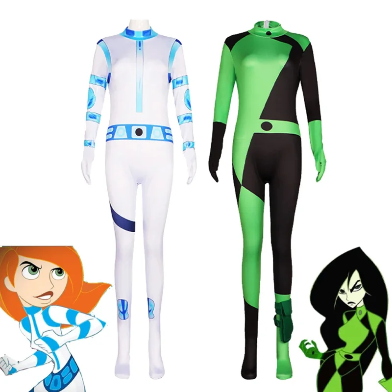 Shego Kim Cosplay Costume Women Adult Fantasy Jumpsuit Outfits Halloween Carnival Party Disguise Roleplay Suit Fashion New OA516