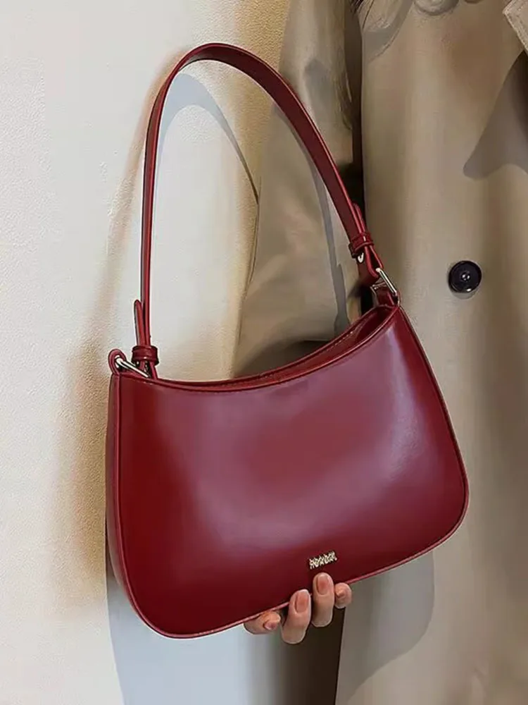 

Korean Versatile High-end Women's Red Bags Trendy Simple Letter Single Shoulder Underarm Bag Texture Niche Ladies Crossbody Pack