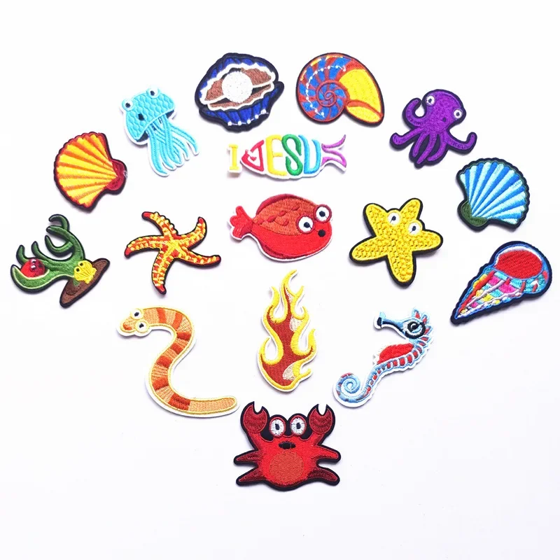 5pcs/bag New Marine Animals Starfish Crab Shells and Other Patterns Embroidery Patches DIY Clothing Accessories Patches