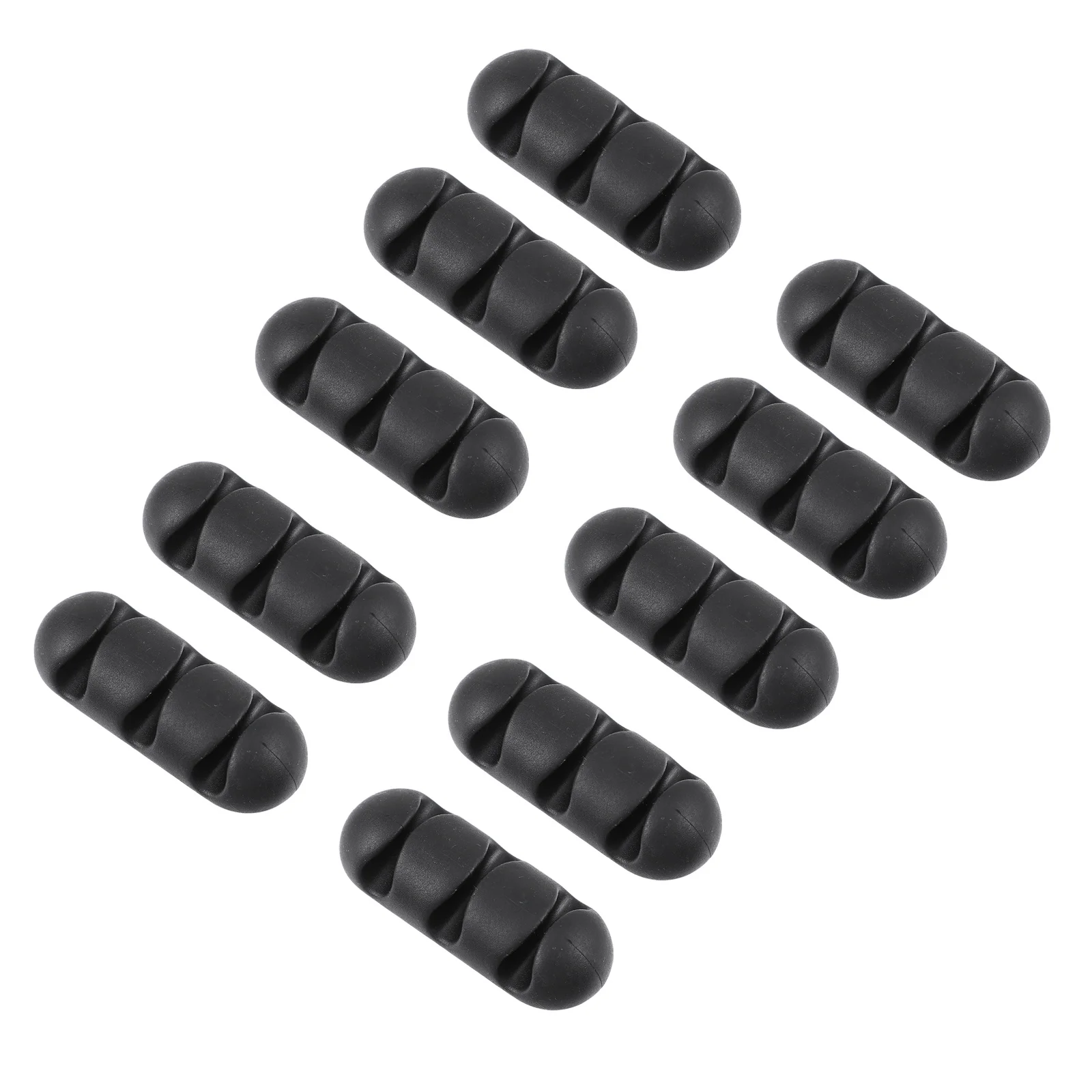 

10pcs Porous Wire Processor Cable Organization Desktop Cord Clips Black TPR Durable Three Hole Design Wire Organizer Long