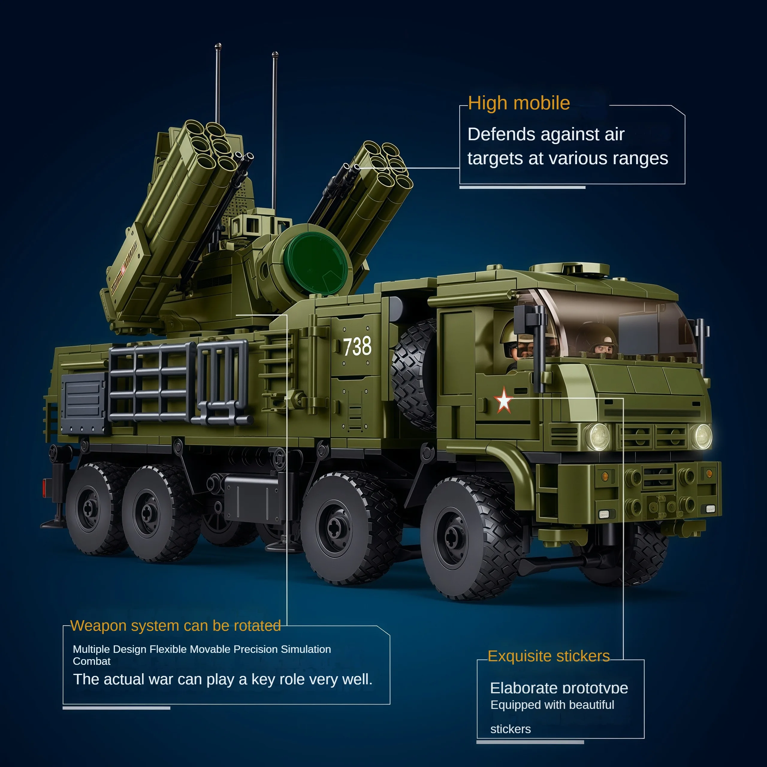 مكعبات بناء نموذجية مدرعة مضادة للطائرات بمقياس 1:35، مناسبة للهدايا وعشاق السيارات والمتجمعين.