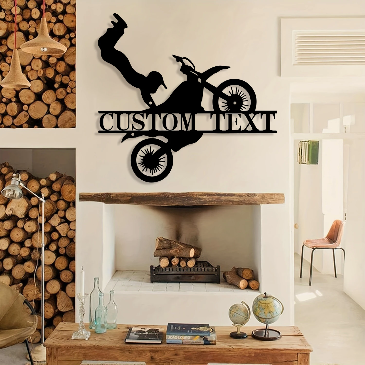 Customizable Metal Motocross Wall Art - Personalized Name Sign, Durable Weatherproof Finish, Ideal for Indoor & Outdoor Decor
