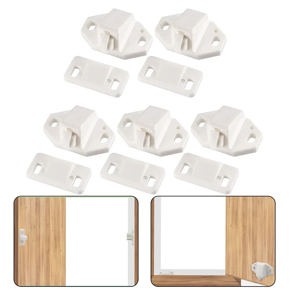 

5pc White Camper Closet Drawer Furniture Cabinet Closet Door Roller Catch With ABS Roller Furniture Hardware Accessories