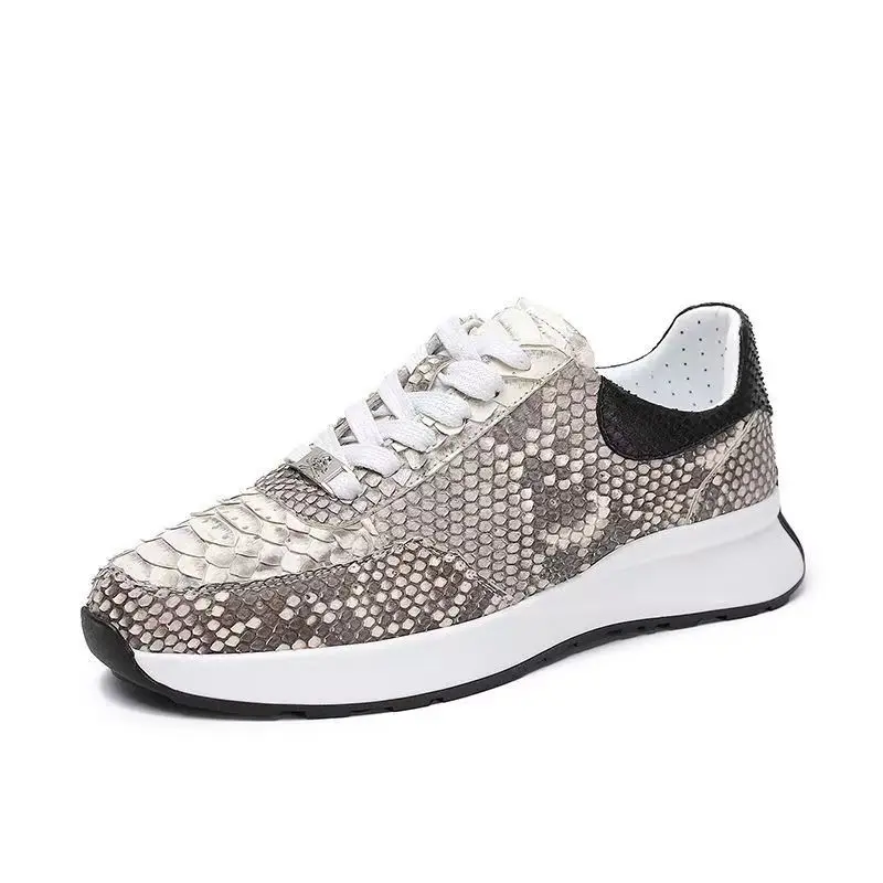 2026 new arrival Fashion Snake skin causal shoes men,male Genuine leather sneakers pdd602