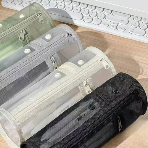 Imagen 1 del producto Estuche cilíndrico multifuncional para lápices, estuche de almacenamiento transparente de gran capacidad para estudiantes, estuche para lápices específico para exámenes