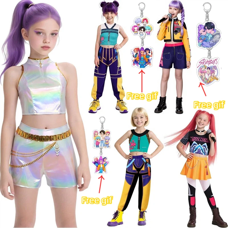 

Anime KPop Demon Cos Hunter Superstar Girls New Girl Demon Cos Hunter Pop Singer Halloween White Skin Costume Stage Set Costume