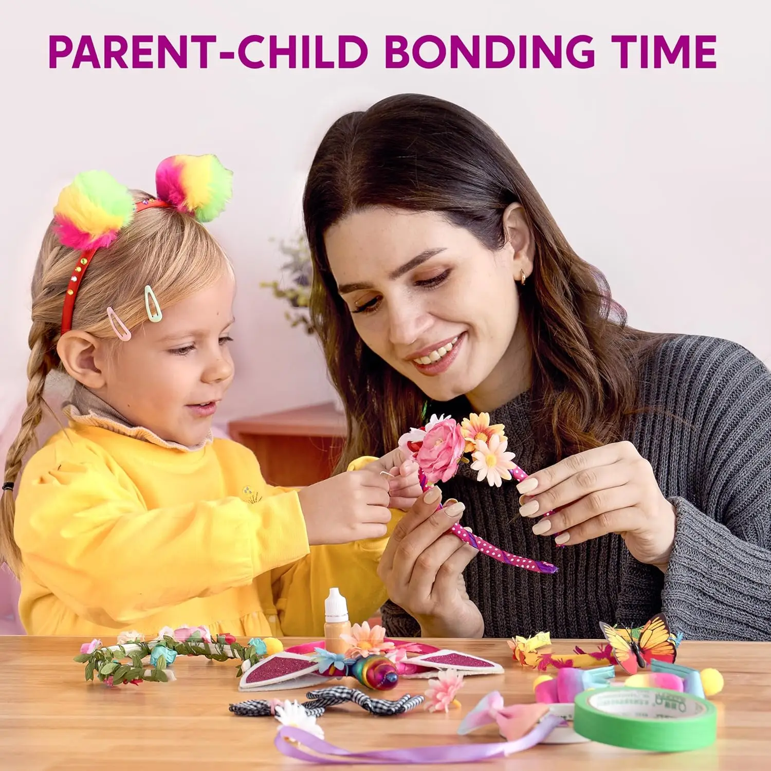 JOYFY 女の子用ヘアバンド作成キット キッズヘアバンド DIY ヘアアクセサリー 自分だけのヘアアクセサリーを作ろう 子供の誕生日プレゼント