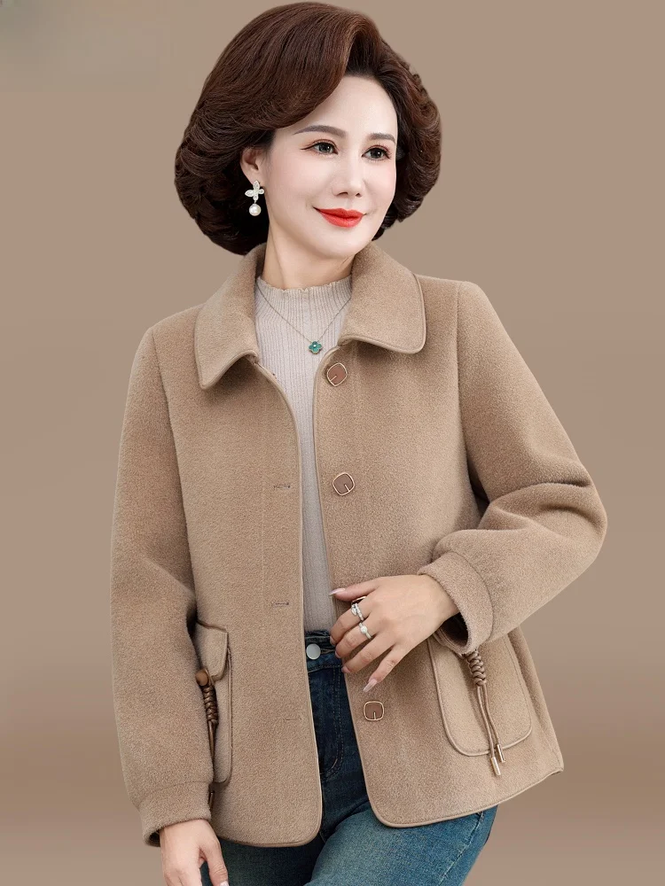 

Faionable ort Woolen Sweater Coat for Middle-Aged Mothers Autumn Wear Spring Summer Sli Top Women's Faion 2024