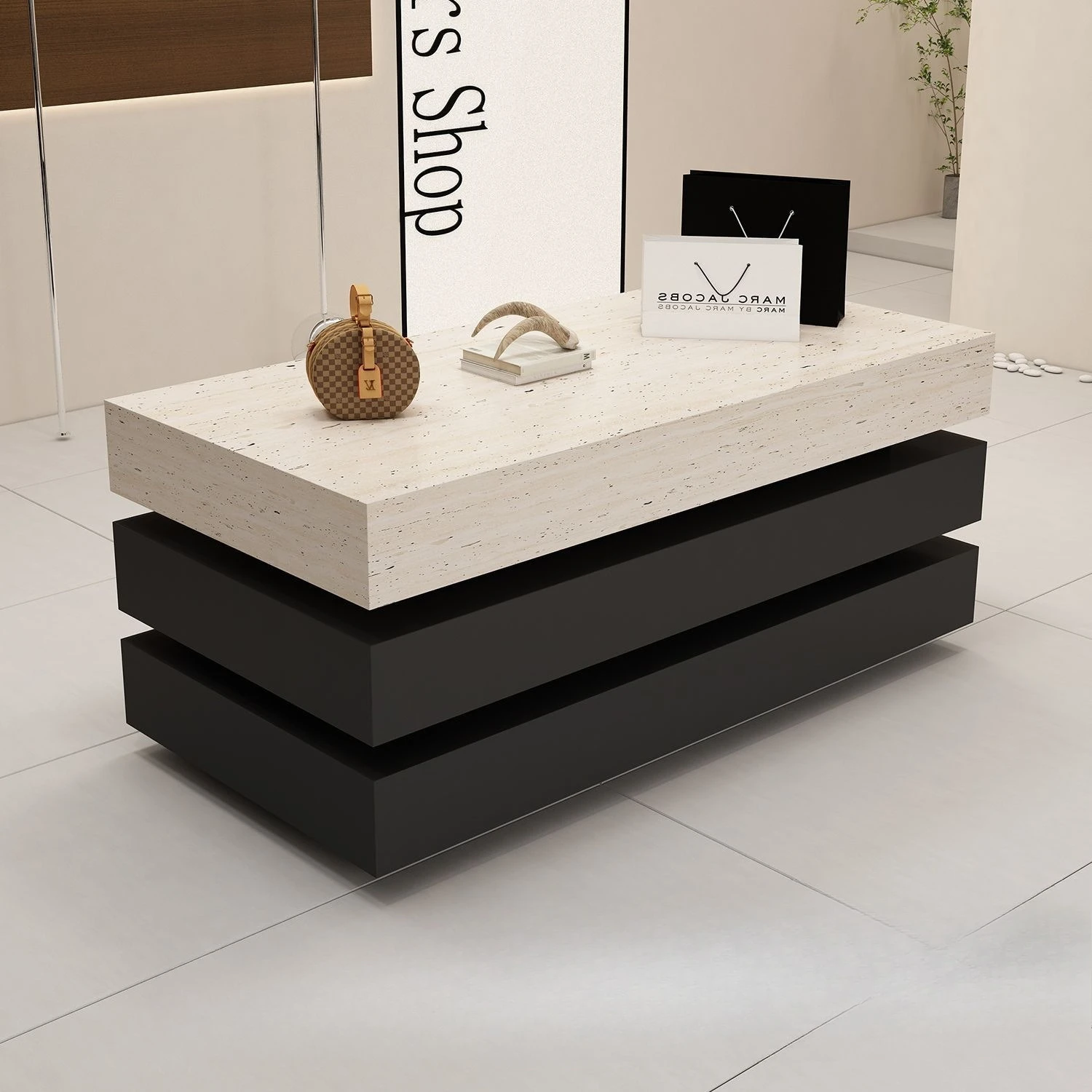 Clothing store Nakajima display table, shoe and bag store in the middle
